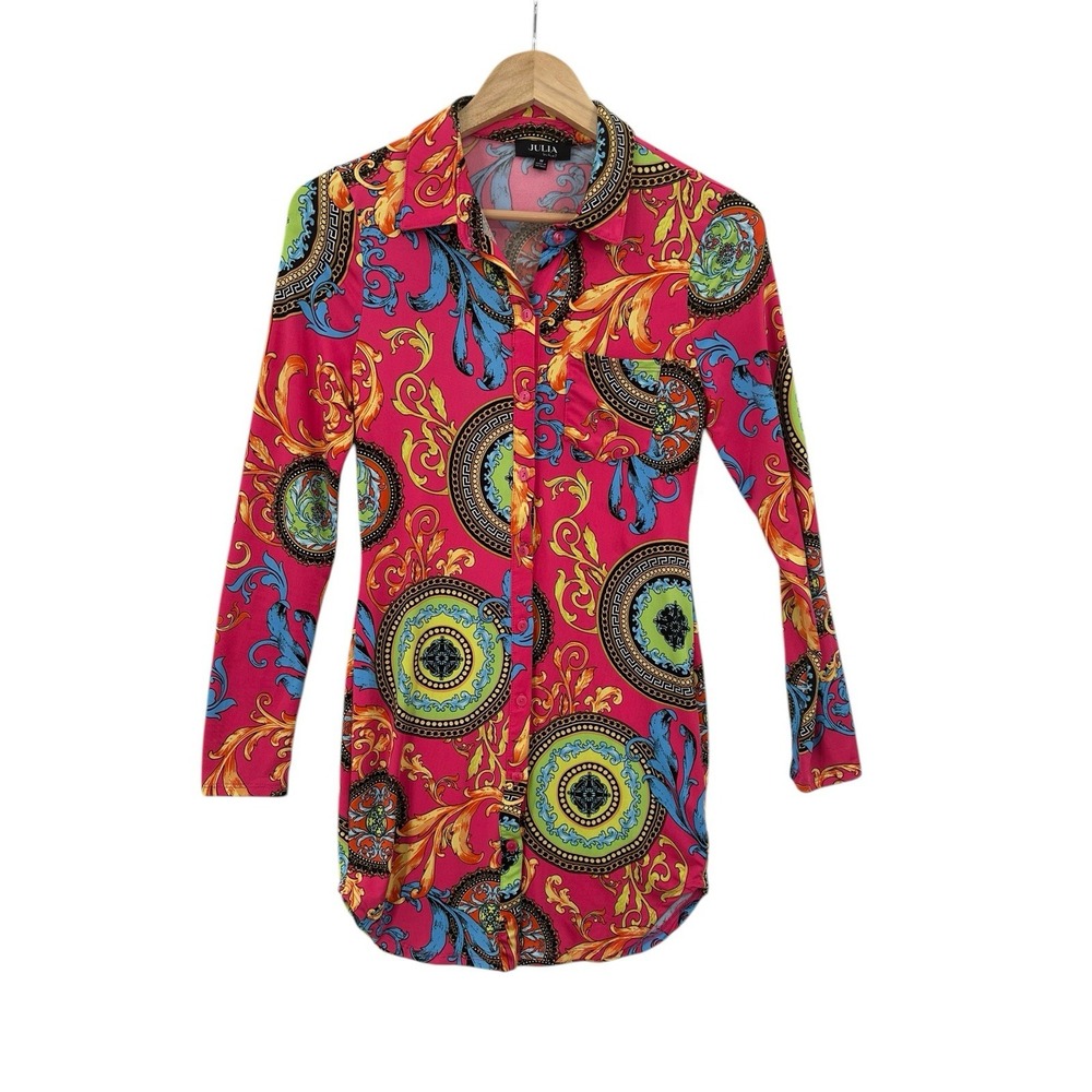 Julia by Love J Shirt Dress Womens Size M Button Up Versailles Cottagecore Artsy - Picture 1 of 11